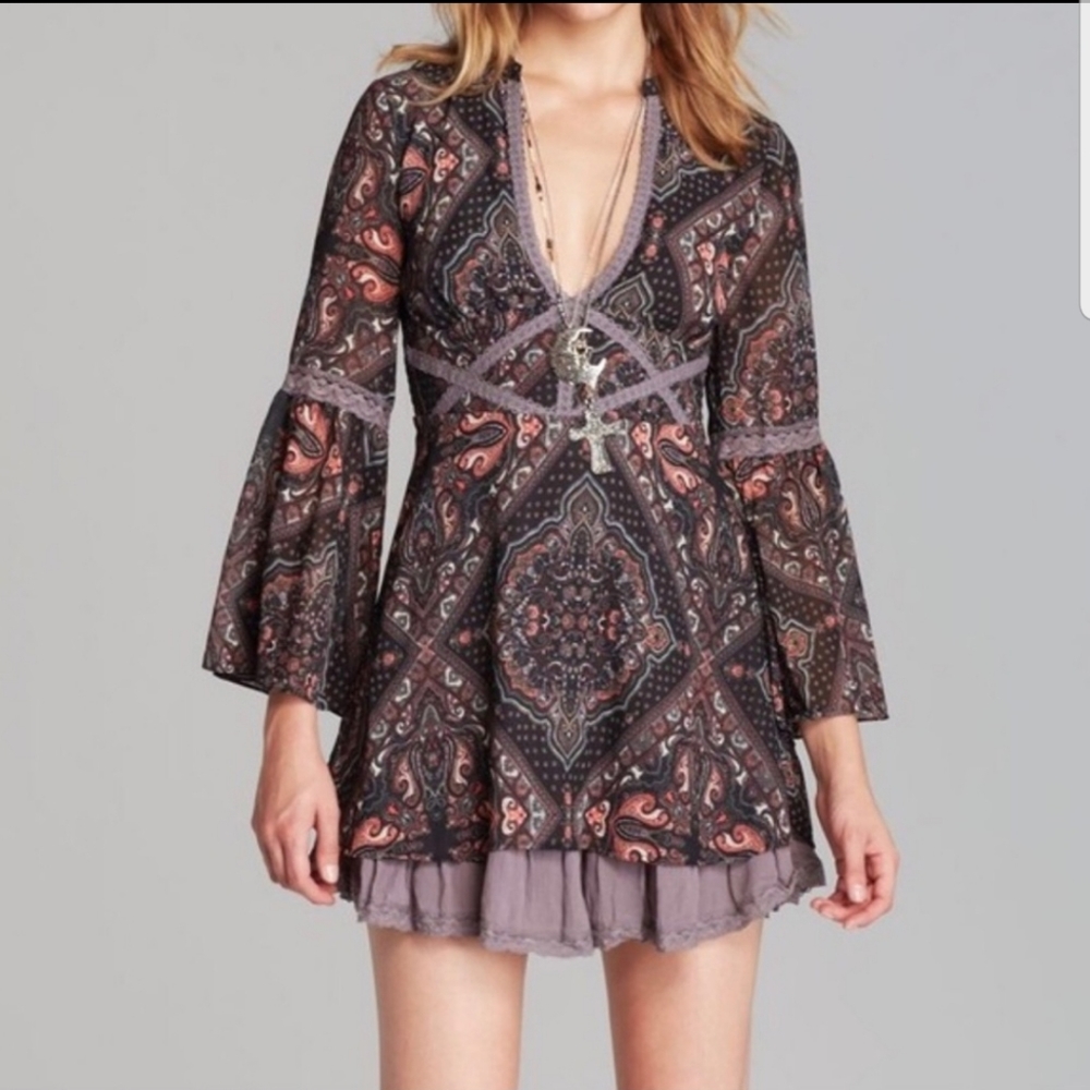 Free People Moonlight bell sleeve skater dress